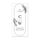 Chic Elegante Botanische Ex Libris Initialen Name Gummistempel (Prägung)