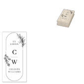 Chic Elegante Botanische Ex Libris Initialen Name Gummistempel (Stempel)