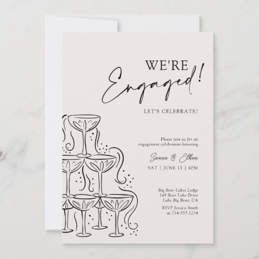 Chic Elegante Champagne Engagement Party Einladung (Vorderseite)