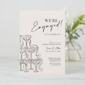 Chic Elegante Champagne Engagement Party Einladung (Stehend Vorderseite)