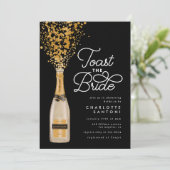 Chic Elegante Champagne Toast Gold Brautparty Einladung (Stehend Vorderseite)
