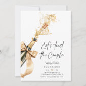 Chic Elegante Champagne Toast Gold Engagement Part Einladung (Vorderseite)