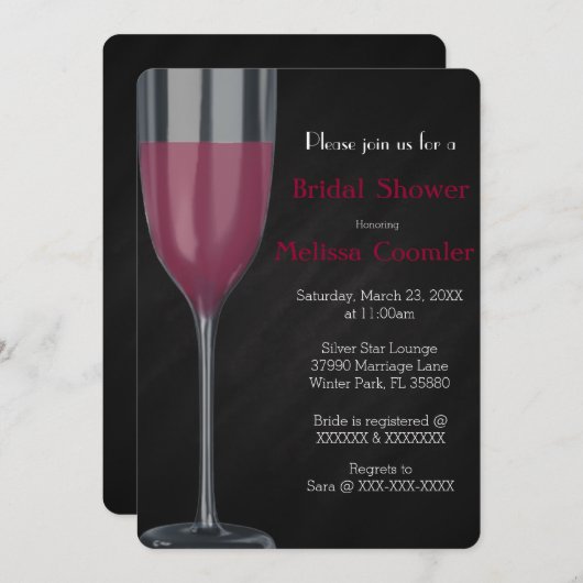 Chic Elegante Champagner Brautparty Einladung (Vorne/Hinten)