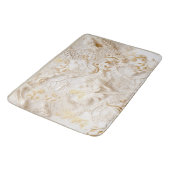 Chic,Elegante Creams & Leder Blume-Look Badematte (Schrägansicht)