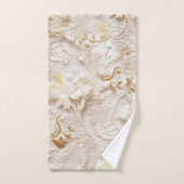 Chic,Elegante Creams & Leder Blume-Look Badhandtuch Set (Handtuch)