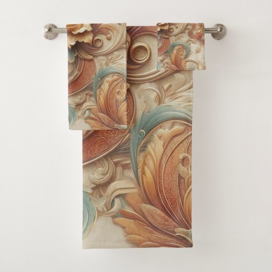 Chic,Elegante Creams & Leder Blume-Look Badhandtuch Set (Insitu)