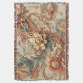 Chic,Elegante Creams & Leder Blume-Look Decke (Vorderseite Vertikal)