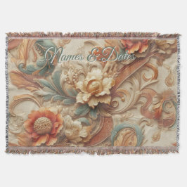 Chic,Elegante Creams & Leder Blume-Look Decke