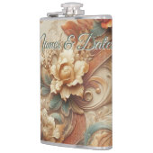 Chic,Elegante Creams & Leder Blume-Look Flachmann (Links)