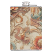 Chic,Elegante Creams & Leder Blume-Look Flachmann (Rückseite)