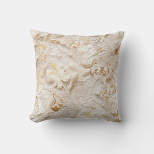 Chic,Elegante Creams & Leder Blume-Look Kissen