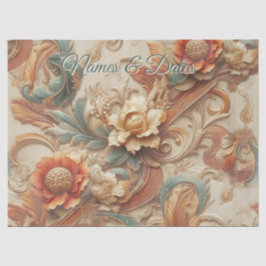 Chic,Elegante Creams & Leder Blume-Look Seidenpapier