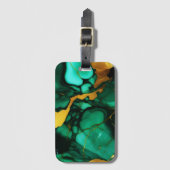 Chic Elegante dunkelgrüne, goldgelbe Imitate Marmo Gepäckanhänger (Vorderseite Vertikal)