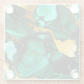 Chic Elegante dunkelgrüne, goldgelbe Imitate Marmo Glasuntersetzer (Rückseite)