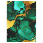 Chic Elegante dunkelgrüne, goldgelbe Imitate Marmo Klemmbrett (Rückseite)