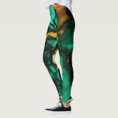 Chic Elegante dunkelgrüne, goldgelbe Imitate Marmo Leggings (Links)