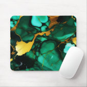 Chic Elegante dunkelgrüne, goldgelbe Imitate Marmo Mousepad (Mit Mouse)