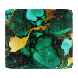 Chic Elegante dunkelgrüne, goldgelbe Imitate Marmo Schneidebrett