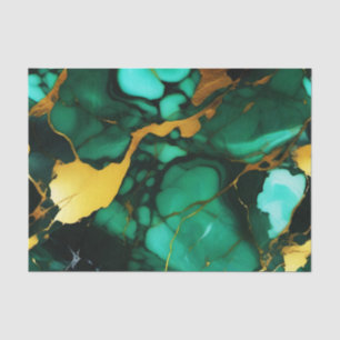 Chic Elegante dunkelgrüne, goldgelbe Imitate Marmo Seidenpapier