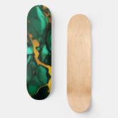 Chic Elegante dunkelgrüne, goldgelbe Imitate Marmo Skateboard (Vorderseite)