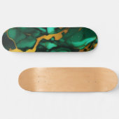 Chic Elegante dunkelgrüne, goldgelbe Imitate Marmo Skateboard (Horizontal)