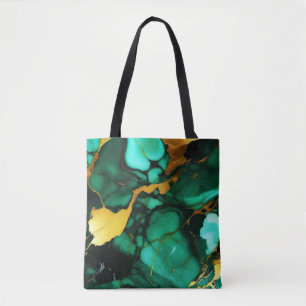 Chic Elegante dunkelgrüne, goldgelbe Imitate Marmo Tasche