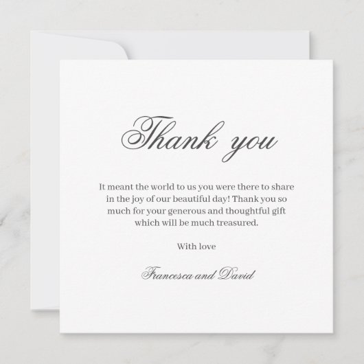 Chic elegante einfache Hochzeit danke Ihnen Karte (Vorderseite)