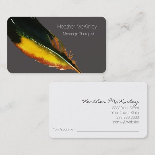 Chic Elegante Feather Business Card Terminkarte (Vorne/Hinten)