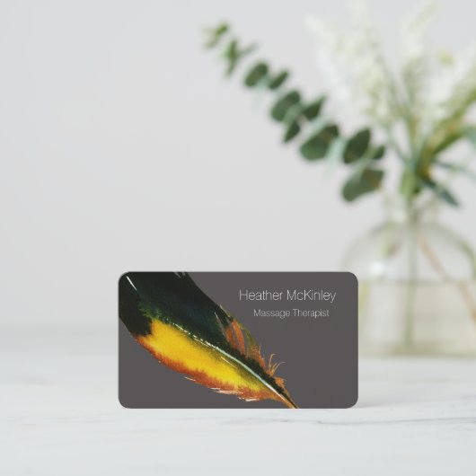Chic Elegante Feather Business Card Terminkarte (Stehend Vorderseite)