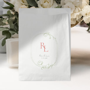 Chic & Elegante Floral Couple Initials bevorzugen Geschenktütchen