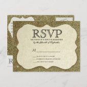 Chic Elegante Funkelnd Imitats Gold Glitzer Einladungspostkarte (Vorne/Hinten)