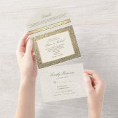 Chic Elegante Glitzer Gold Wedding All In One Einladung (Abreißen)