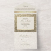 Chic Elegante Glitzer Gold Wedding All In One Einladung (Innen Boden)