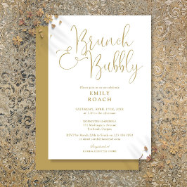 Chic Elegante Gold Brunch und Bubbly Brautparty Einladung