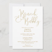 Chic Elegante Gold Brunch und Bubbly Brautparty Einladung (Vorderseite)