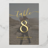 Chic elegante Gold Foto Chart Hochzeit Tischnummer (Vorderseite)