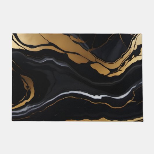 Chic Elegante, goldgelbe Imitate Marmor Fußmatte (Vorderseite)
