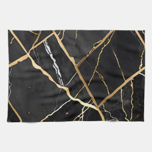 Chic Elegante, goldgelbe Imitate Marmor Geschirrtuch