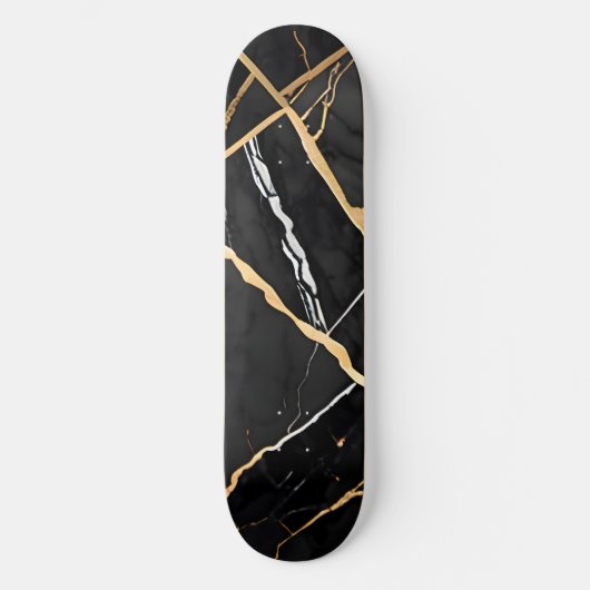 Chic Elegante, goldgelbe Imitate Marmor Skateboard (Vorderseite)
