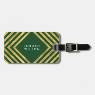 Chic Elegante Green Imitats Gold Geometrische Lini Gepäckanhänger
