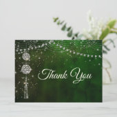 Chic elegante grüne Ornamente Dankeskarte (Stehend Vorderseite)