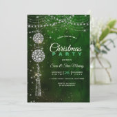 Chic elegante grüne Ornamente Weihnachten Einladung (Stehend Vorderseite)