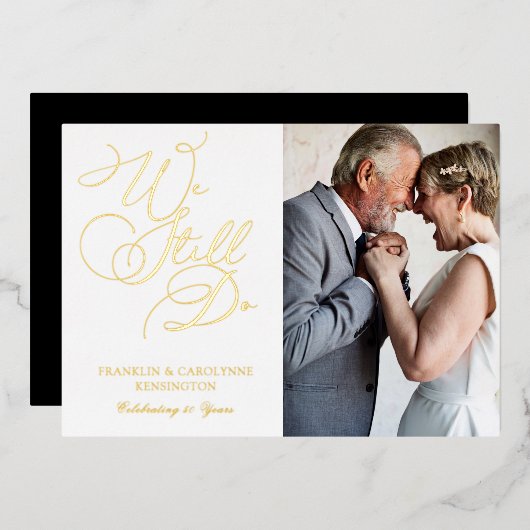 Chic Elegante Jubiläum Vow Renewal Foto Folieneinladung (Vorderseite/Rückseite)