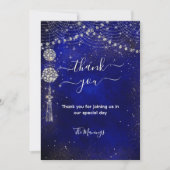 Chic elegante königsblaue Ornamente danke Karte (Vorderseite)