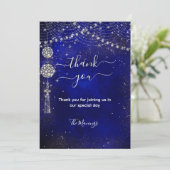 Chic elegante königsblaue Ornamente danke Karte (Stehend Vorderseite)