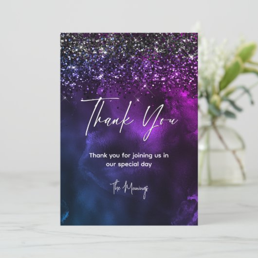 Chic elegante lila Marmorkunst danke Karte (Stehend Vorderseite)