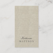 Chic + Elegante Linen Beruflich Visitenkarte (Vorderseite)