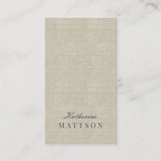 Chic + Elegante Linen Beruflich Visitenkarte (Vorderseite)