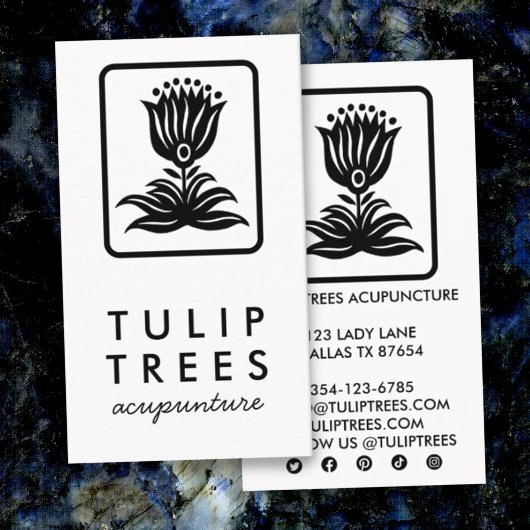 Chic Elegante Logo Stilisierte Tulip Wellness Heil Visitenkarte
