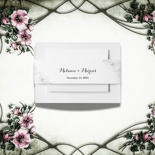 Chic & Elegante Minimalistisch Moderne Blumenhochz Einladungsbanderole